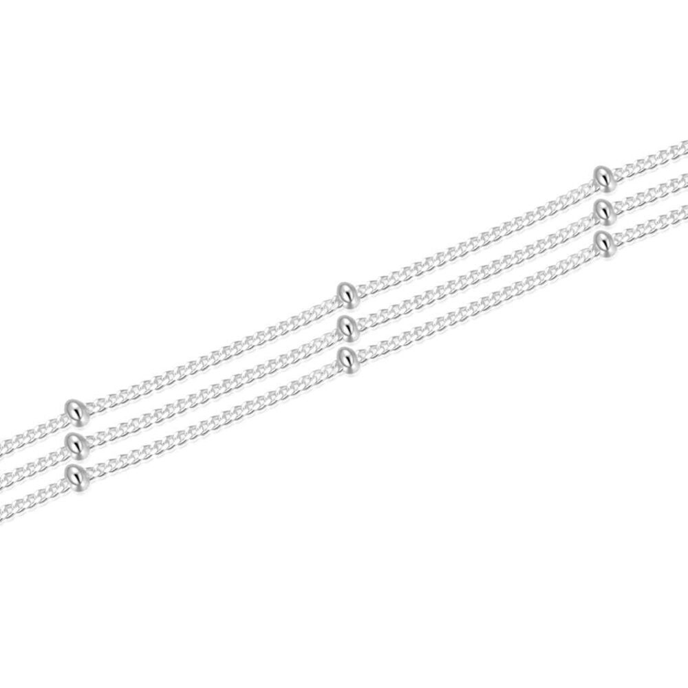 9042 10 Feet Authentic 925 Sterling Silver Unfinished 1.8mm Bead Station